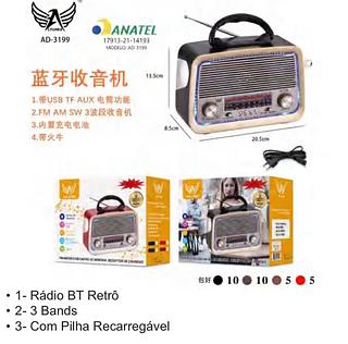 Rádio FM AM com bluetooth cartão memória USB com 30pcs