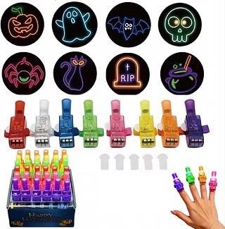 Luzes projetoras de dedo para Halloween, brinquedos que brilham no escuro Kit com 4 Pcs