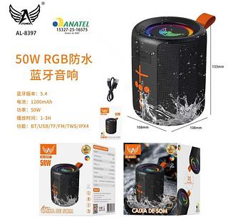 Caixa de som Bluetooth USB cartão memória com RGB prova água AL8397