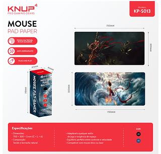 Mouse Pad Especificações • Dimensões: 700 x 300 x 3 mm (C×L ×A) • Composição: Tecido e borracha natural KPS013