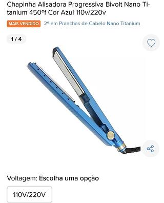 Chapinha Alisadora Progressiva Bivolt Nano Ti-tanium 450ºf Cor Azul 110v/220v