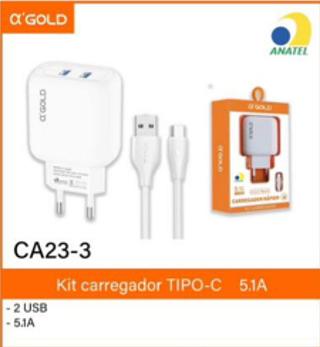 carregador tipo c 2 usb 5.1ATC CA233