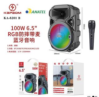 Caixa de som Bluetooth cartão memoria uSB com rgb com microfone KA8201B