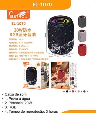 Caixa de som Bluetooth USB cartão memória prova água EL1070