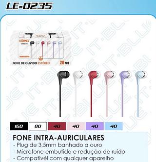 Fone com fio com borrachinha com microfone LE0235