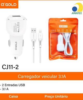 Carregador iphone veicular IOS 3.1 2USB CJ112