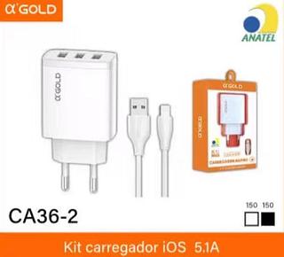 Carregador iphone 5.1A 3USB com 150pcs