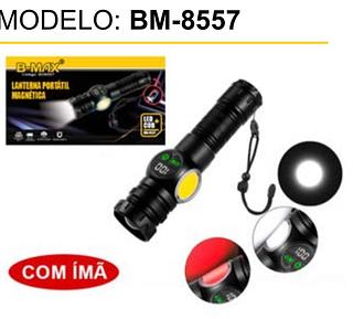 Lanterna Portátil Magnética • LED+COB • Temperatura de cor: 7000K • Fluxo Luminoso; 800Lm • 5V/USB-C BM8557