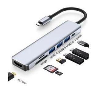 Hub Cabo Adaptador Multiportas Usb-c7 Em 1 Hdmi 4k Usb W1162