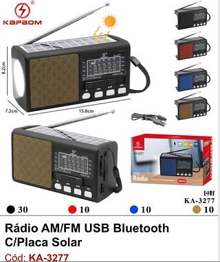 Rádio FM AM Bluetooth com solar KA3277