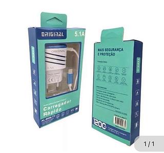 CARREGADOR TIPO-C 5.1A DUAL USB + CABO com 500pcs