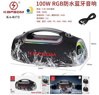 Caixa de Som Bluetooth RGB à Prova d'Água de 100W 183*370mm Cód: KA-8172