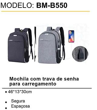 Mochila com trava de senha para carregamento BM-B550