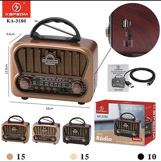 Radio FM AM Bluetooth entrada Cartão memória USB KA-3180