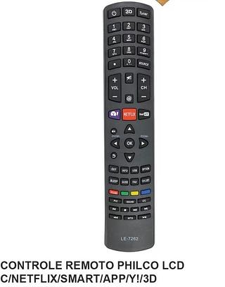 CONTROLE REMOTO PHILCO LCD C/NETFLIX/SMARTIAPP/Y!/3D LE7262