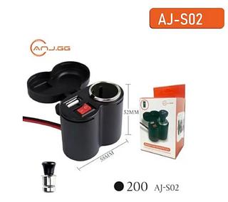 Tomada USB Para Guidao De Moto Universal Com Ascendedor AJS02