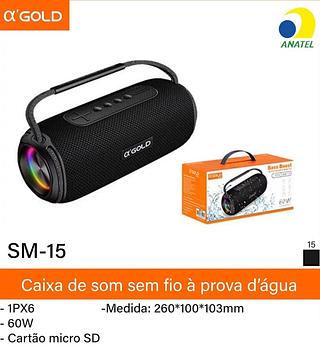 Caixa de som Bluetooth USB cartão memória prova água 60W SM15