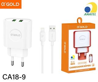 Kit carregador iOS 3.1A - 2 USB - 3.1 A CA189