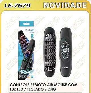 CONTROLE REMOTO AIR MOUSE COM LUZ LED / TECLADO / 2.4G LE7679