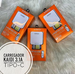 Carregador Tipo c 3.1A 3USB kaidi com 100pcs