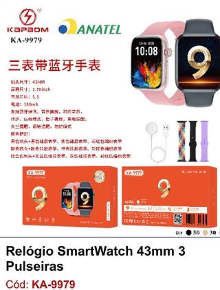 Relógio smartwatch 43MM 3pulseiras KA9979
