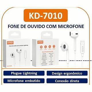 Fone De Ouvido Lightning Ios Conexão Direta Microfone Kaidi Cor Branco KD - 7010