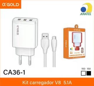 Carregador v8 5.1A 3USB com 150pcs