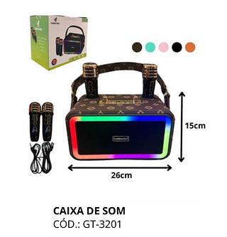 Caixa de som com 2micofone com RGB GT3201