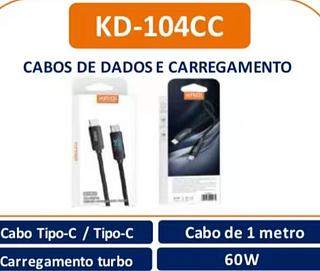 Cabo tipo c /tipo c 60W 1M com digital KD104CC