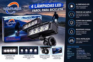 Farol Monster 4 Led Tg3 Lanterna Bike 20.000 Lumens