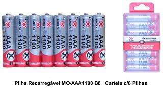 Pilha Recarregável MO-AAA1100 B8 Cartela c/8 Pilhas