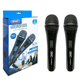 Microfone dinâmico com fio com 2 microfones KP-M0015