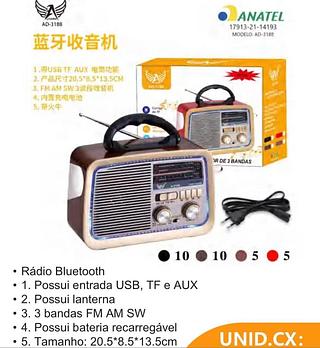 Rádio FM AM com bluetooth cartão memória USB com 30pcs