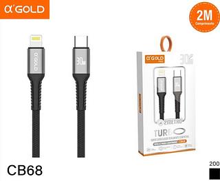 Cabo de carga - 30W - 2 Metros - TIPO-C para Lightning CB68