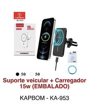Suporte de carro pro ar com carregador por indução 15W KA-953