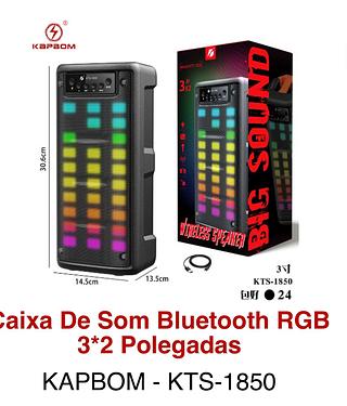 Caixa De Som Bluetooth RGB 3*2 Polegadas KTS-1850