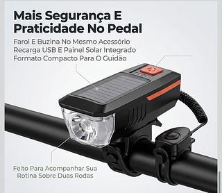 Lanterna De Bike 600 Lumens Com Carregador Solar E Usb