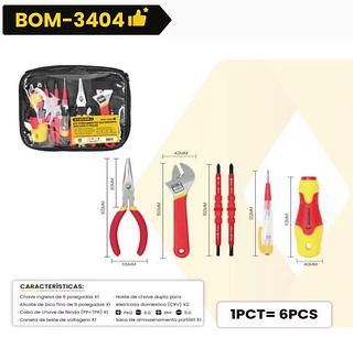 KIT FERRAMENTAS ELETRICISTA ISOLADO 6 PEÇAS BOM3404