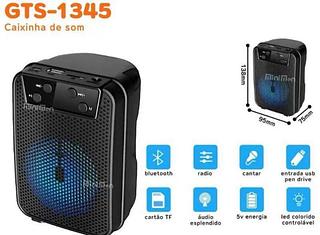 Caixa de som Bluetooth USB cartão memória com RGB GTS1345