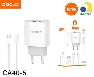 Kit carregador TIPO-C para TIPO-C - Dedicado a 1P15 - Turbo PD + QC4.0 - 40W CA405