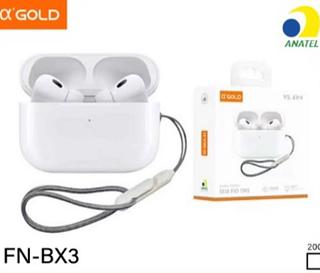 Fone de ouvido Bluetooth - Case para carregamento V5.4 - Acompanha cordinha anti perda FNBX3