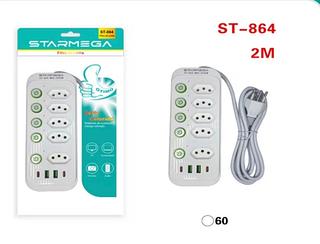 Régua Eletrica 2 Metro 5 Entradas 2 USB 2 PD ST864