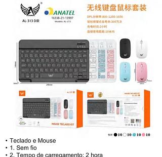 Teclado sem fio com mouse colorido AL313D