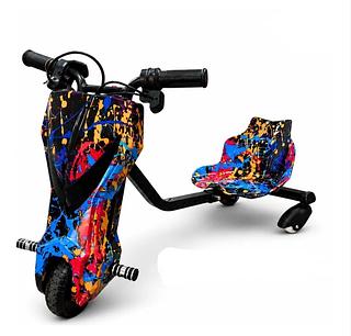 Triciclo elétrico infantil de 6,5 polegadas e 300W com luzes LED, Bluetooth, 3 velocidades e equipamentos de proteção (capacete, joelheiras e cotoveleiras)