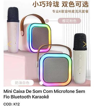 Mini Caixa De Som Com 1 Microfone Sem Fio Bluetooth Karaokê