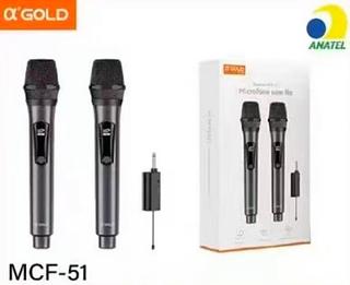 Microfone sem fio -com 2microfone Bateria recarregavel - Led display - Ampla captação de sinal MCF51