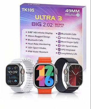 Smartwatch Ultra 3 TK105 49mm Tela 2.02” Bluetooth Chamadas e Monitoramento de Saúde