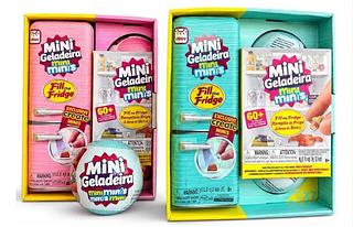 Mini Geladeira Mini Brands Com 2 Bolas Surpresa Freezer Luz