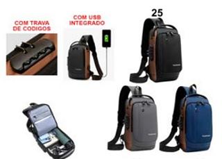 Bolsa de Ombro Multifuncional 15 •18*30"8cm • Anti-furto com diversos compartimentos • Tecido impermeável. • COM POWER BANK E USB BMB566