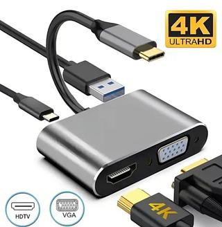 Hub Adaptador USB Tipo C HDMI 4K 4 em 1 MacBook Air/Pro M1 USB 3.0